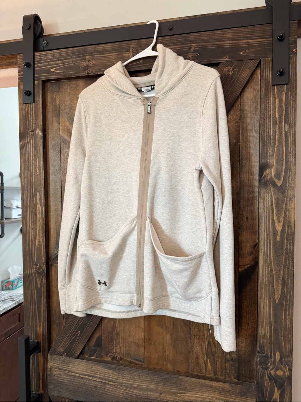 Under Armour Cream Hoodie with Logo Tag